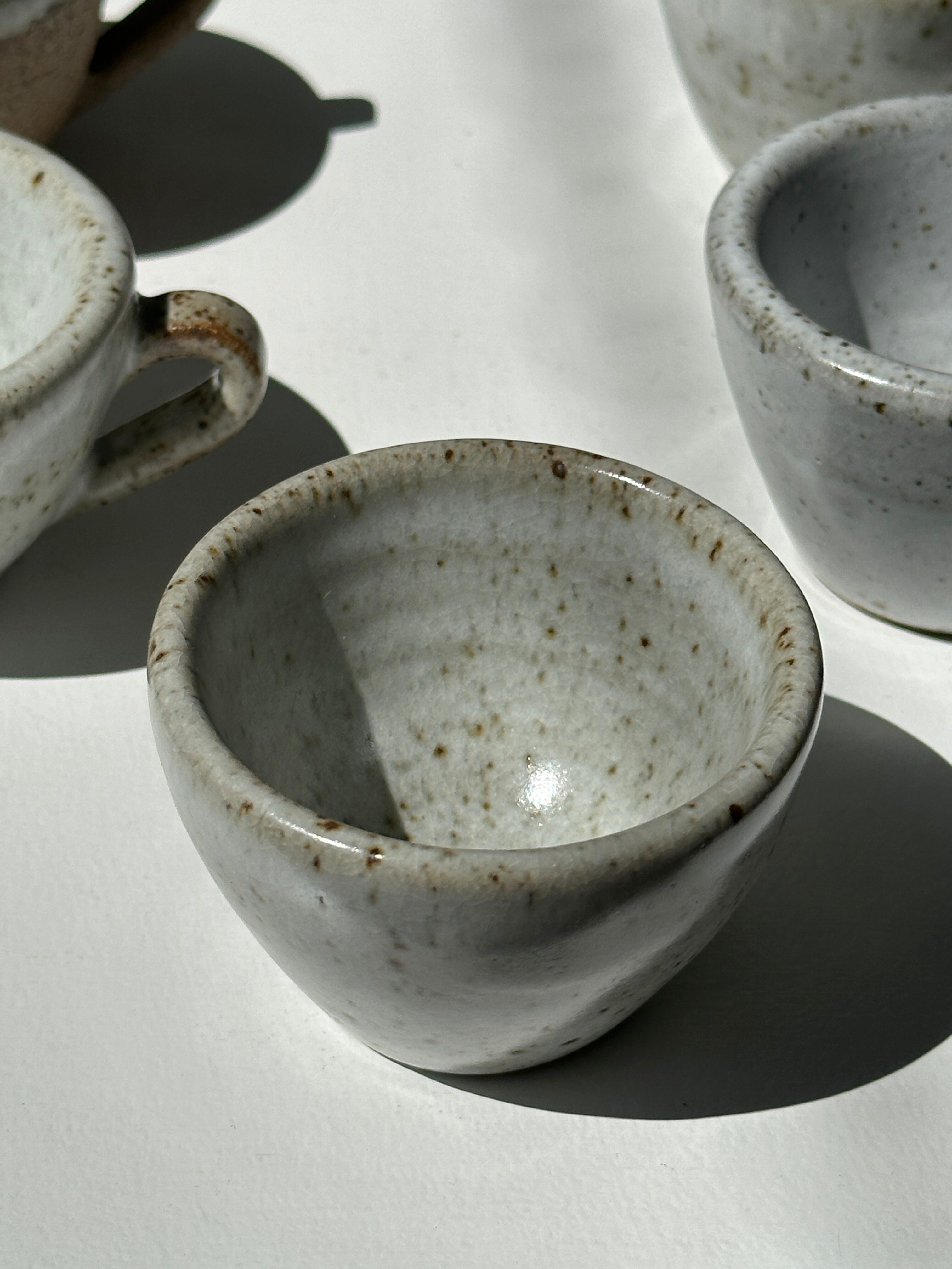 Set of 5 Indonesian ceramic handle coffee cups