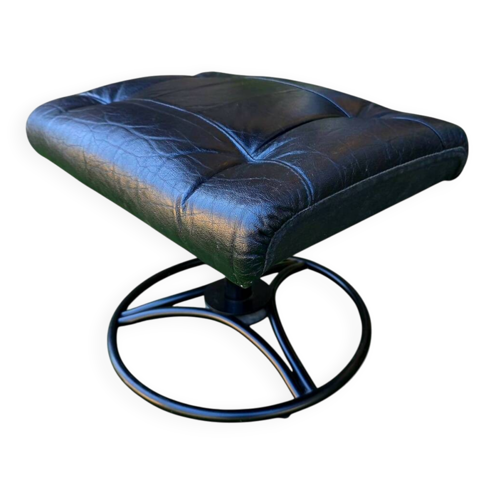 Vintage IKEA Leather Footstool – Circa 1970