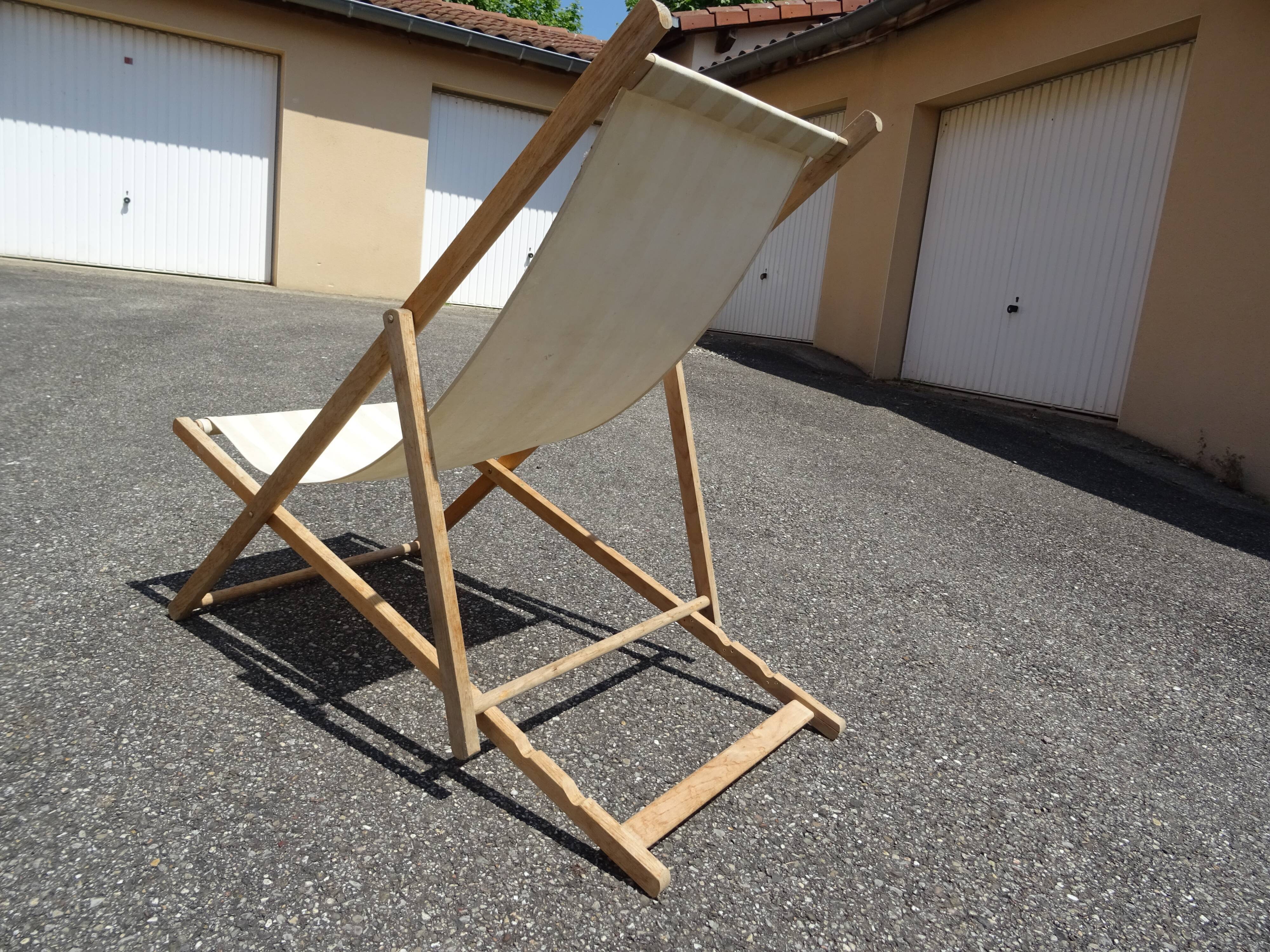 Pair of vintage striped loungers