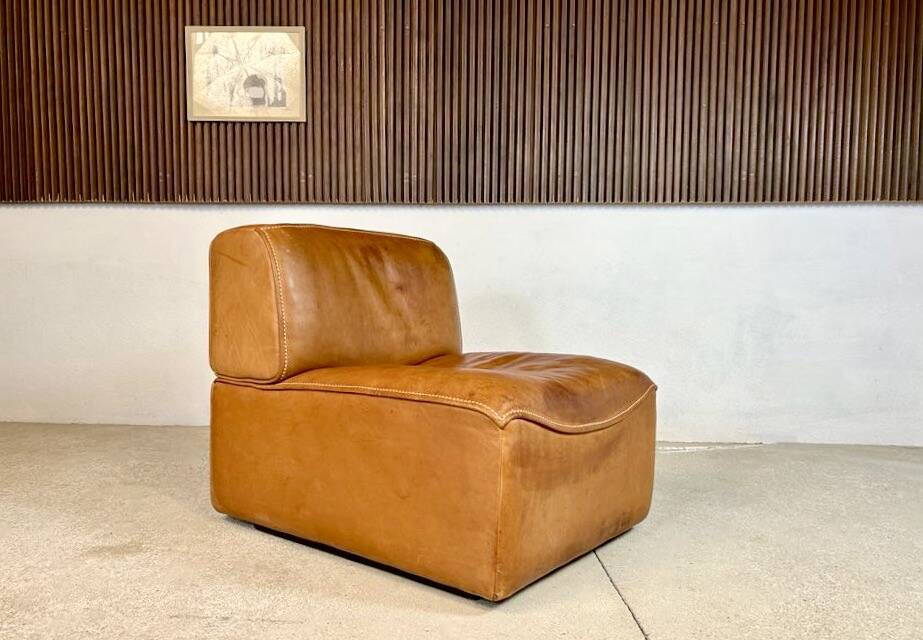 Brutalist Style DS-15 Leather Lounge Chair from De Sede, Switzerland 1970s