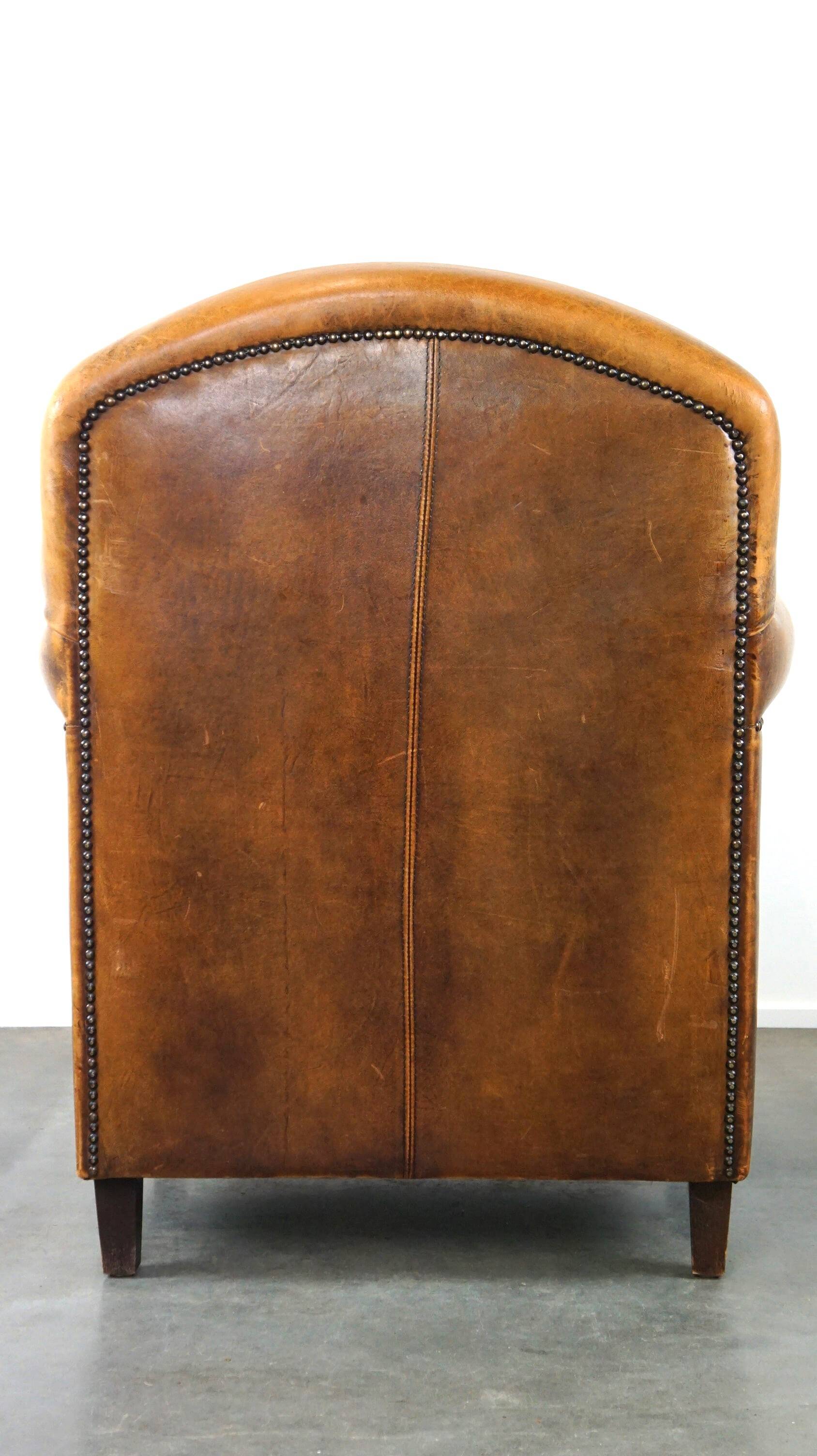 Super rugged sheepskin leather armchair with a wonderfully rugged look