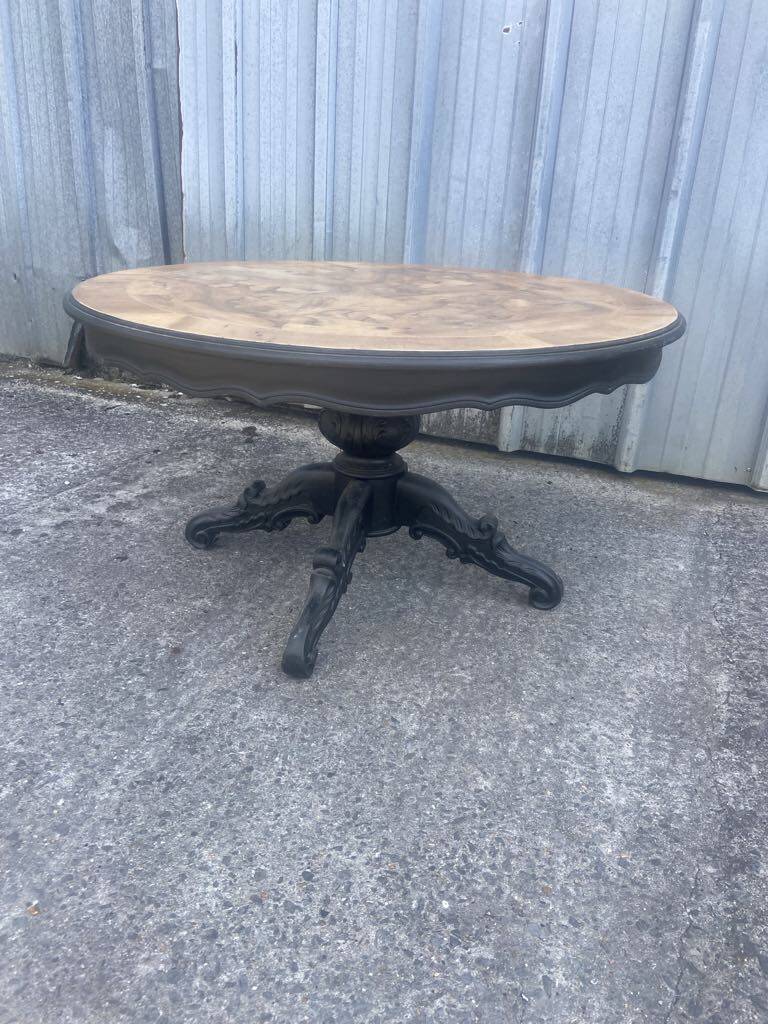 Round burr walnut coffee table