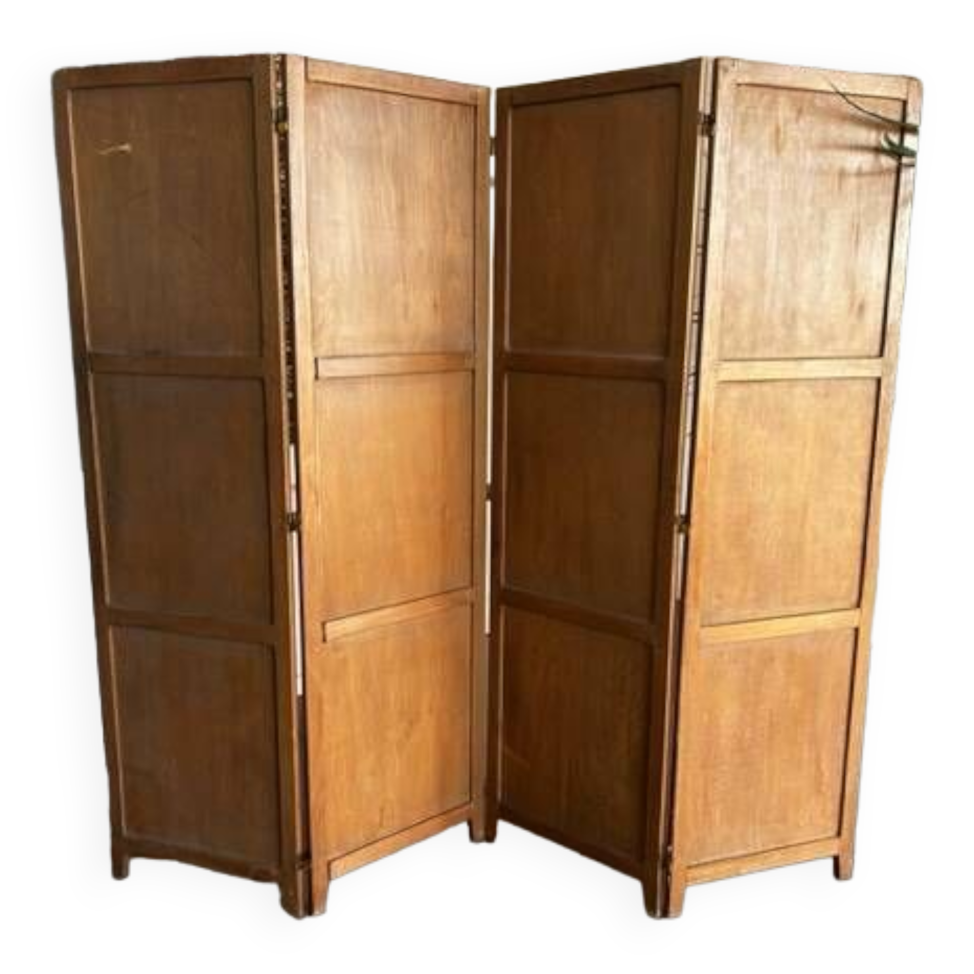 Old vintage 4-fan wooden screen