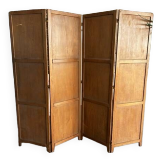 Old vintage 4-fan wooden screen