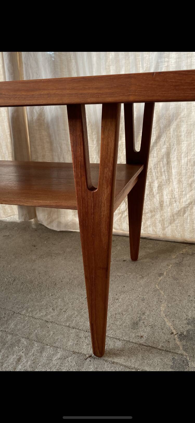 Scandinavian teak coffee table double top