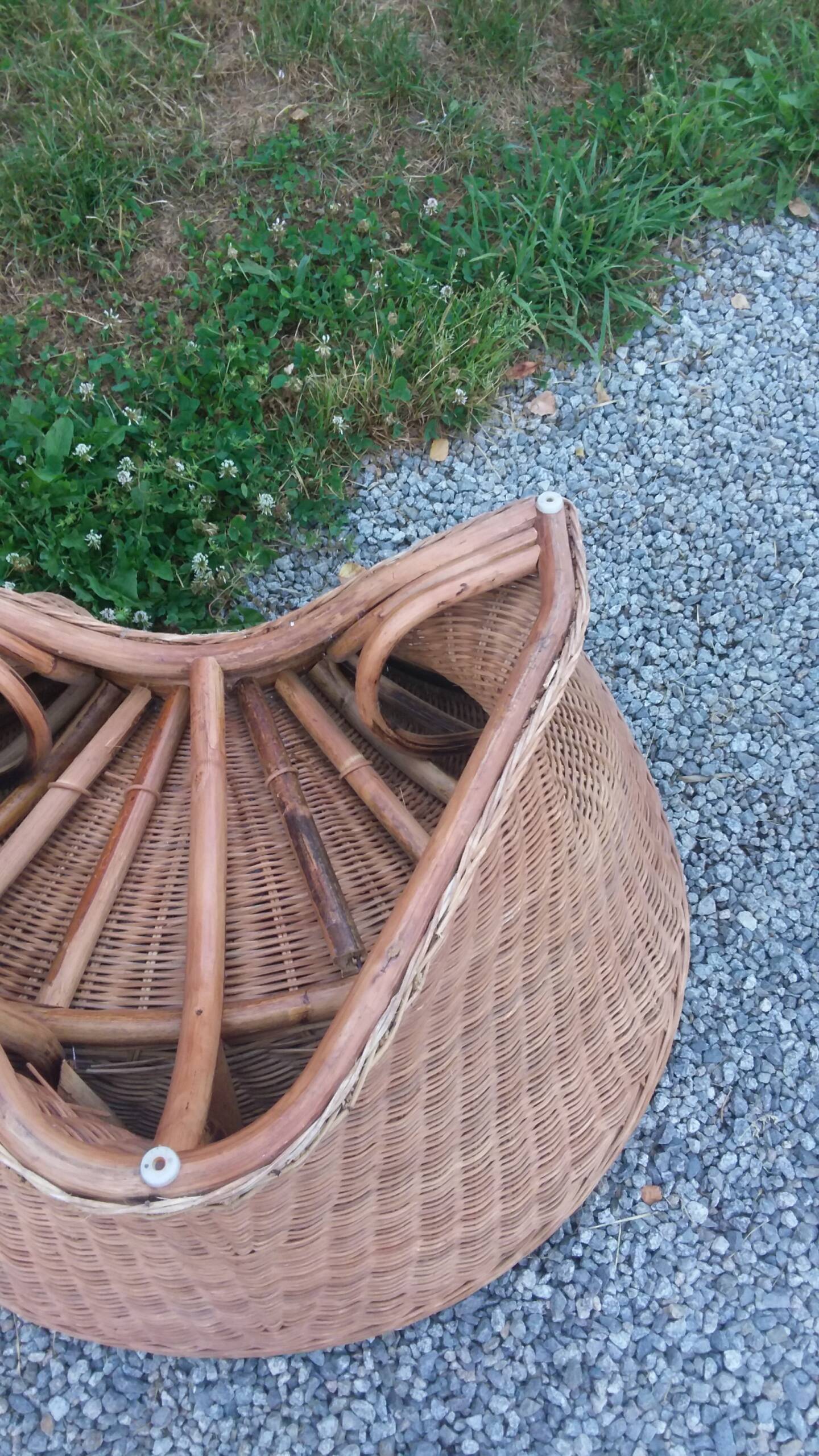 Rattan armchair and rattan coffee table from the 70s