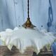 Suspension opaline blanche et jaune