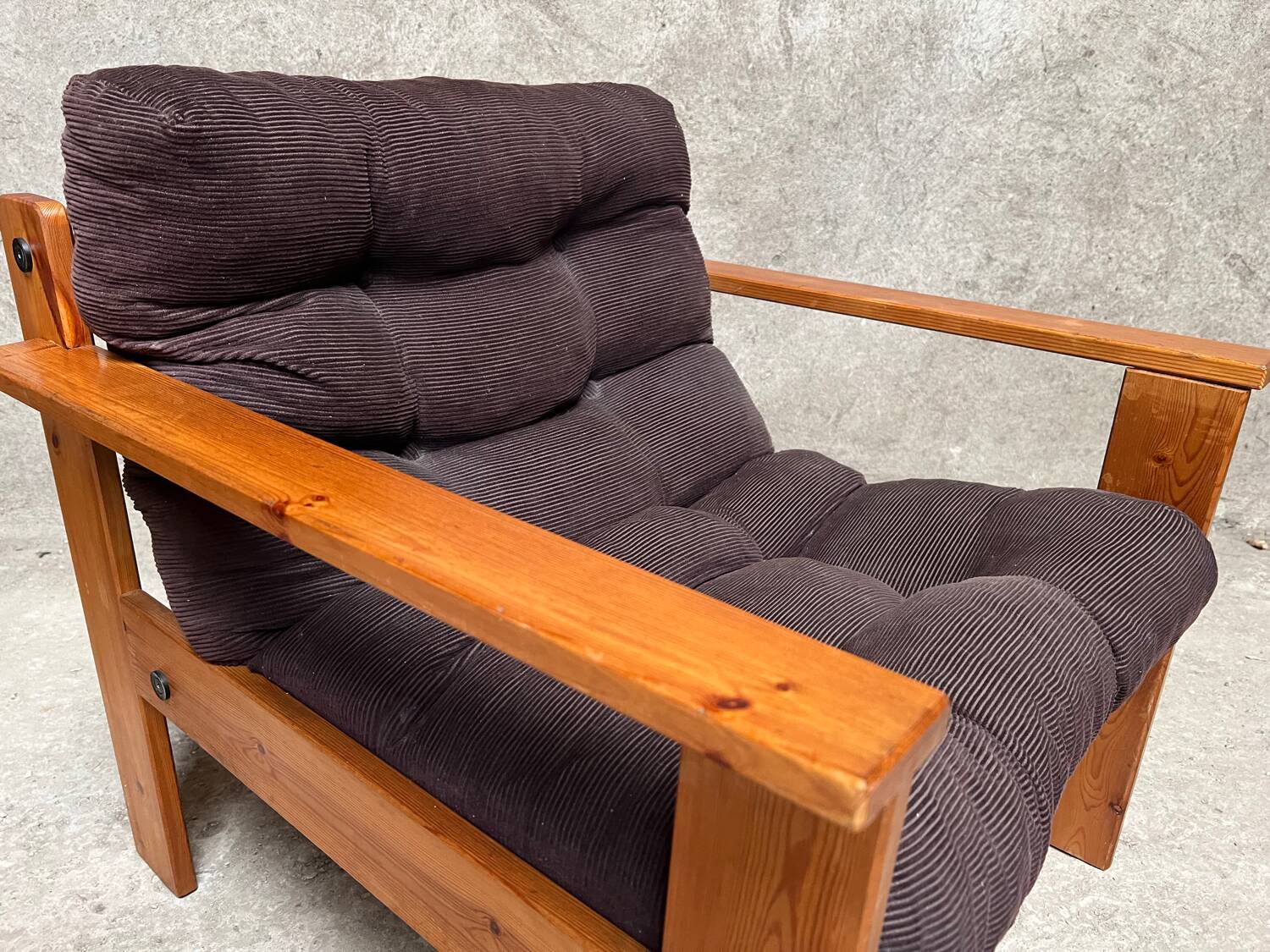 Pair of vintage pine armchairs 1970 1980 design look