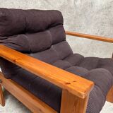 Pair of vintage pine armchairs 1970 1980 design look