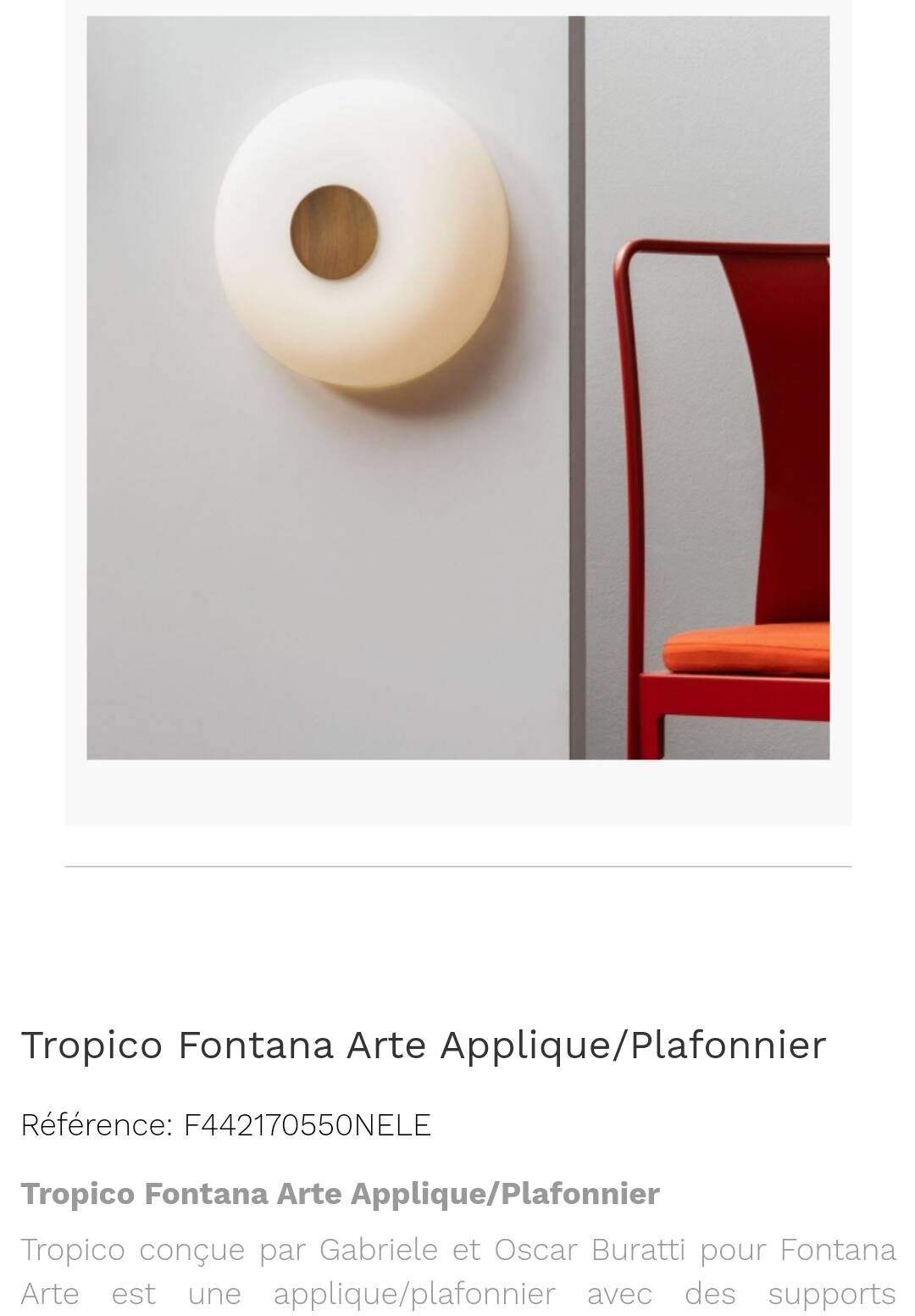 Murano glass wall light, Fontana Arte 1960