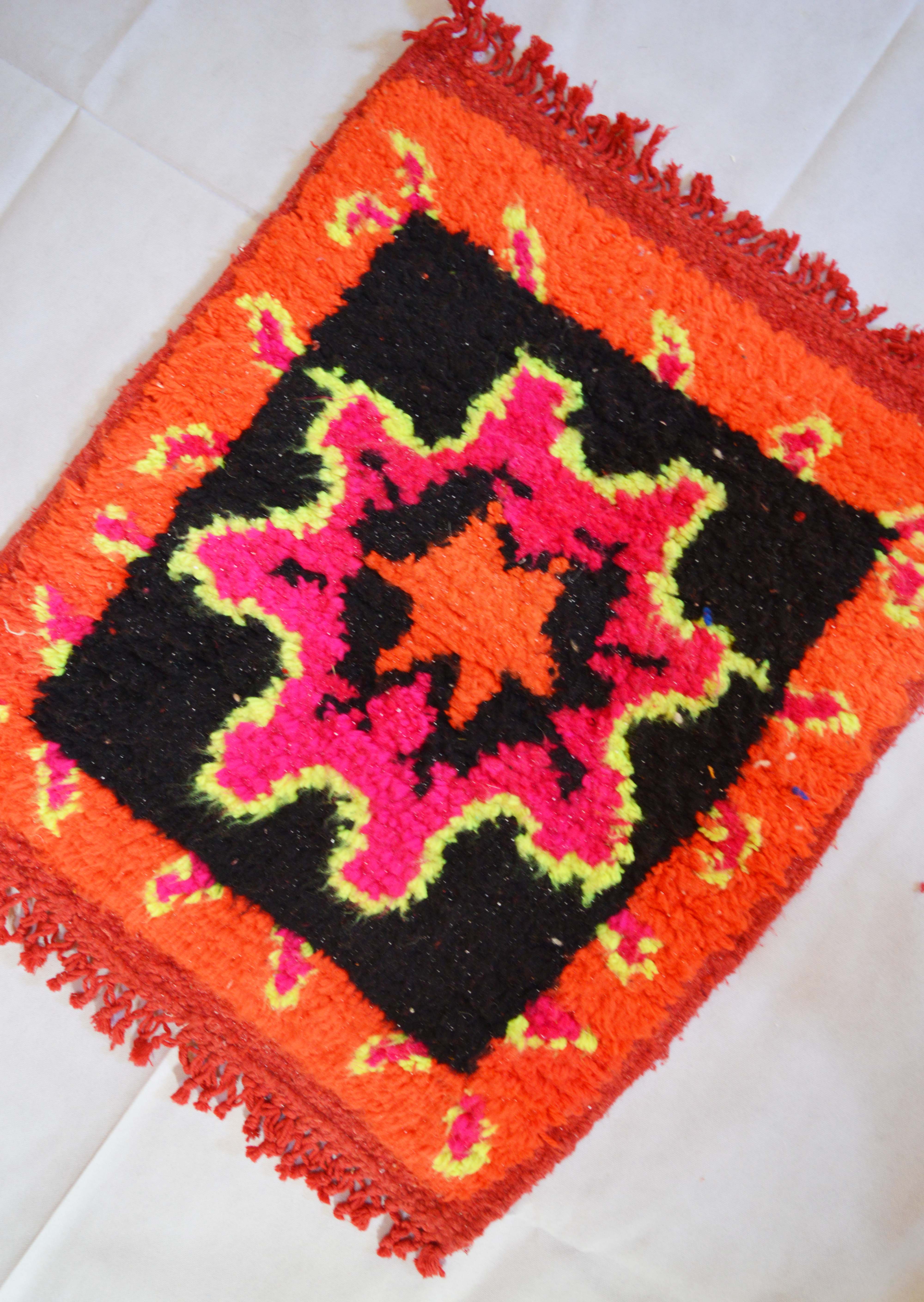 Orange berber carpet 64 x 52 cm