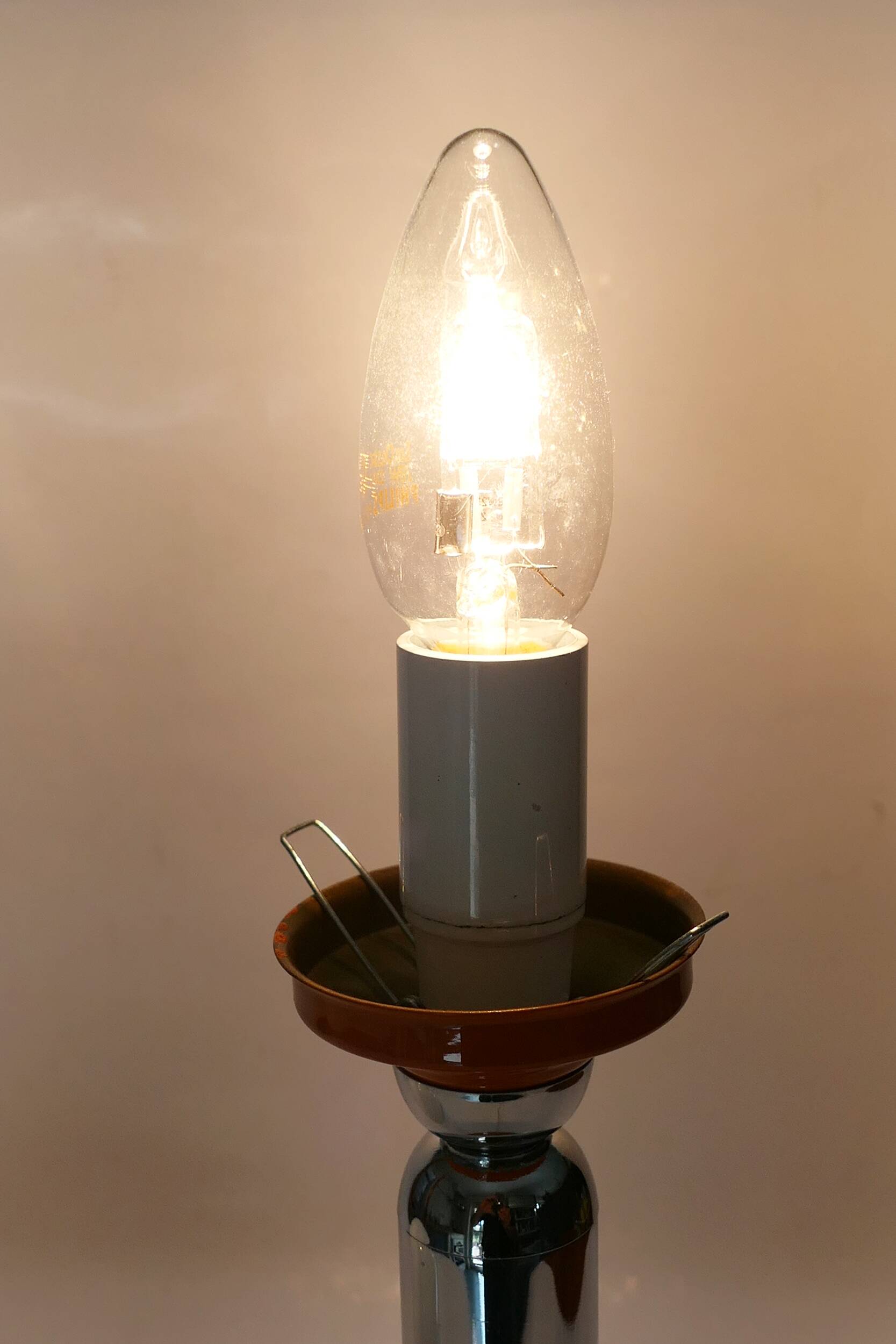 1970s chrome and orange table lamp design