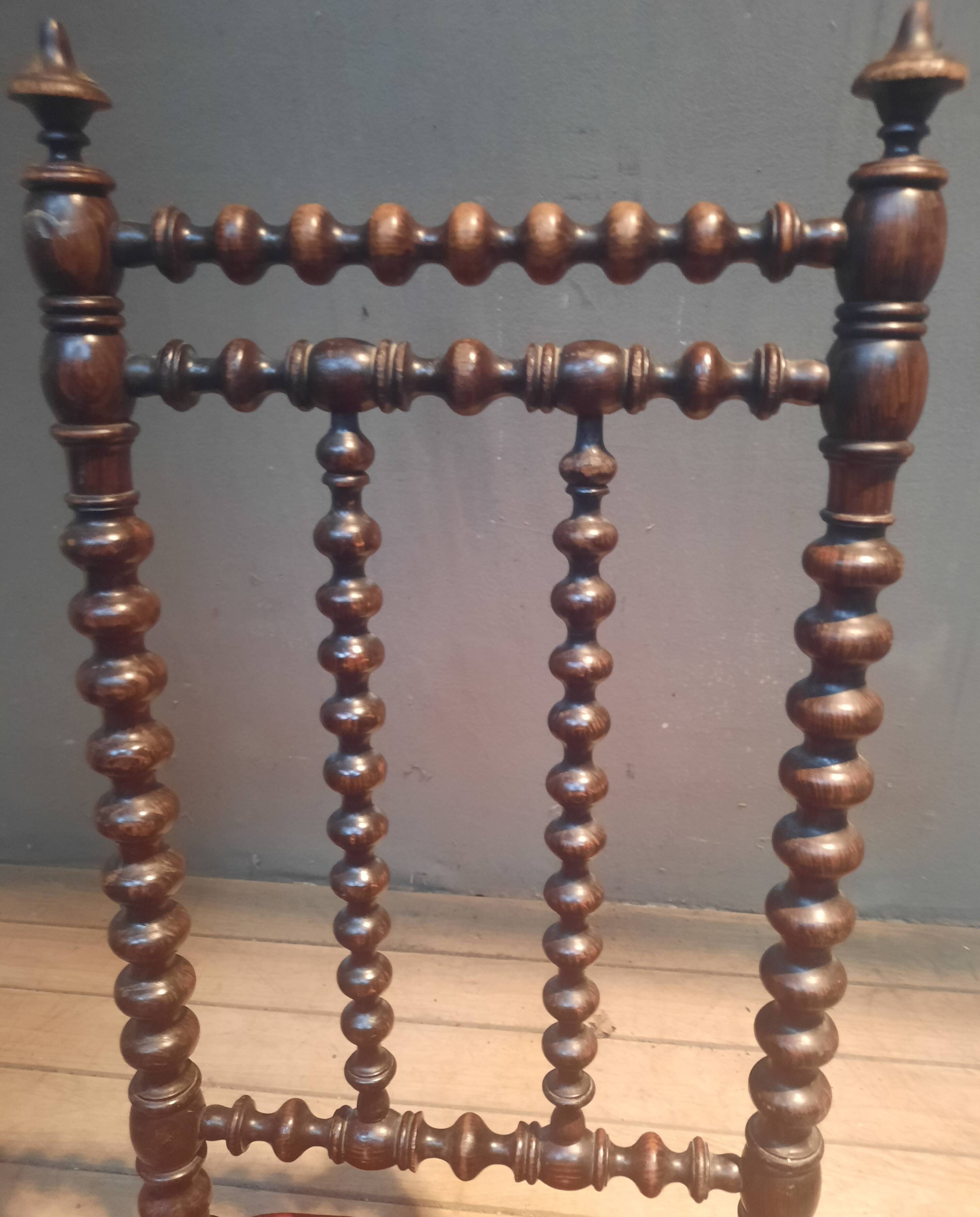 Napoleon III low chair in red velvet