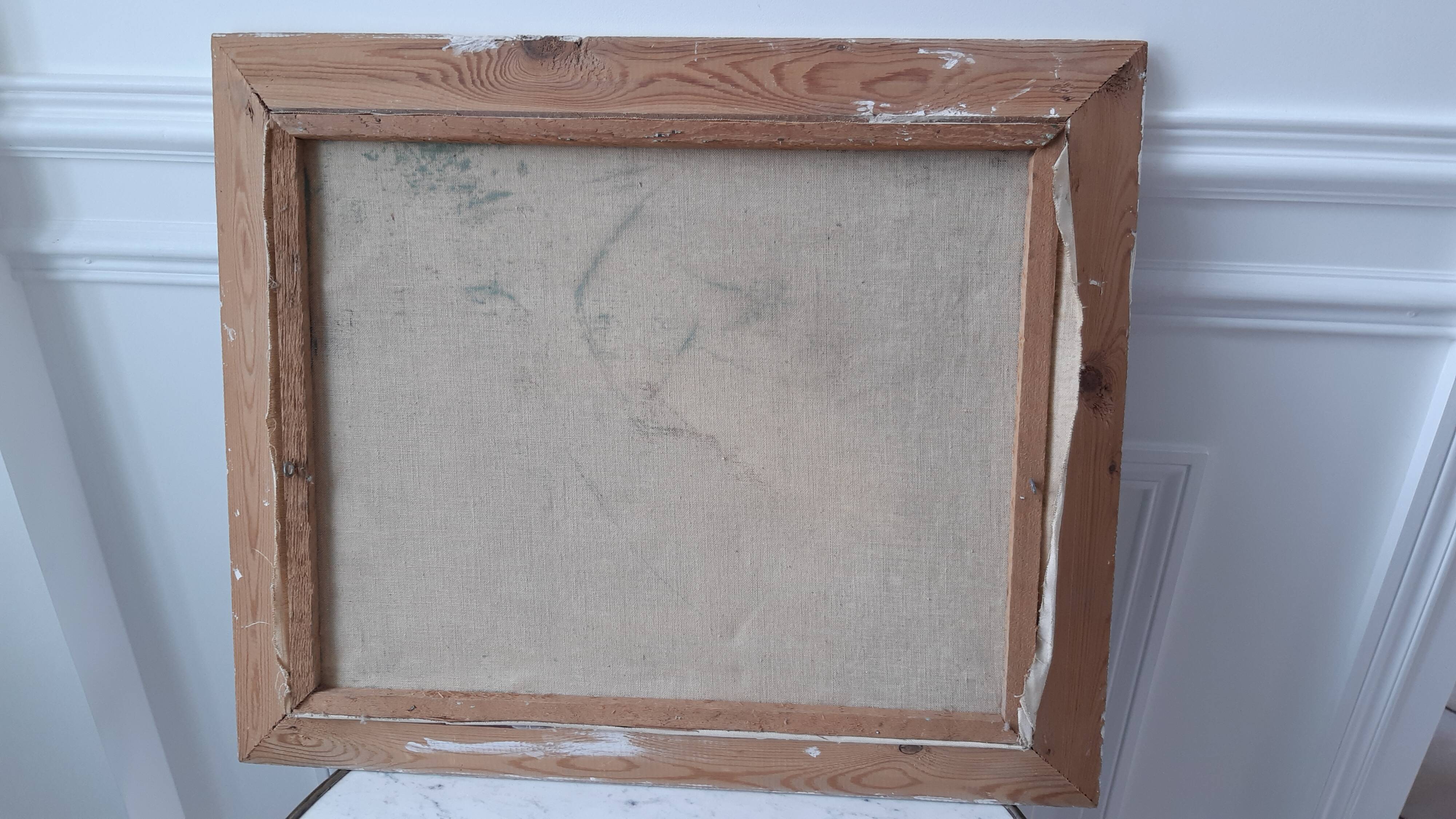 Oil painting on canvas landscape vintage mountains