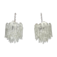 Mazzega Ice glass, pair of vintage murano chandeliers from 70s