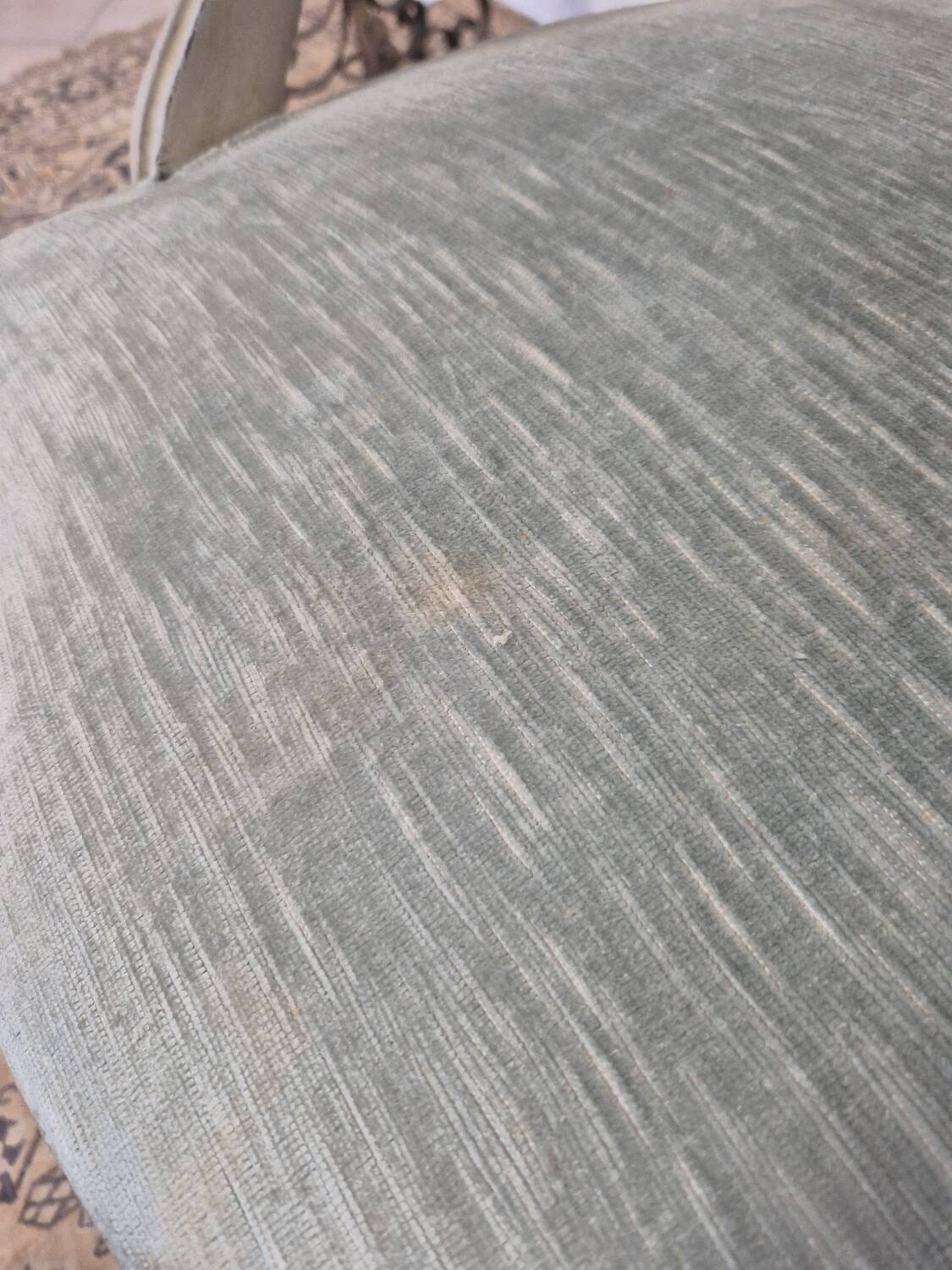 Louis XV style cabriolet armchair in patinated wood and velvet