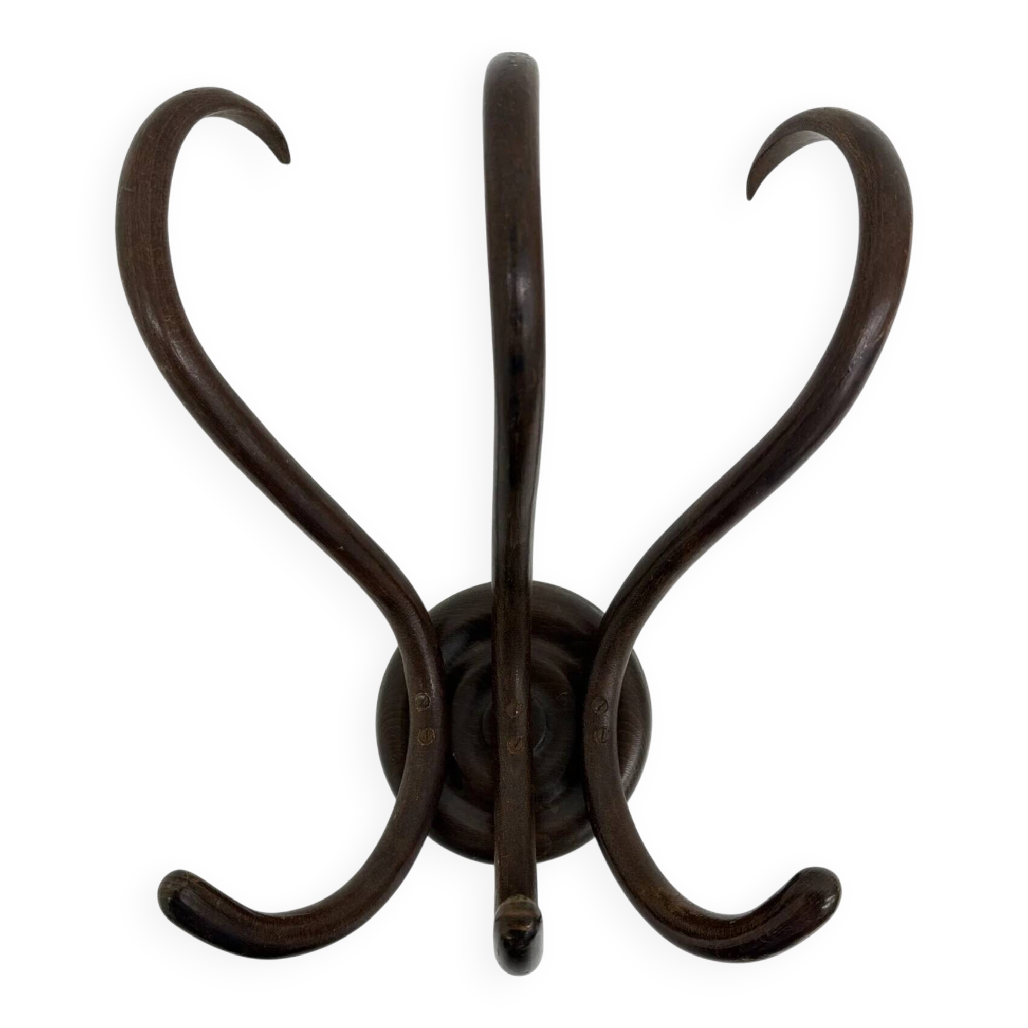 Antique Thonet bentwood wall mounted coat rack, 1930s