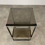 Chrome metal and smoked glass side table, 70s, side table
