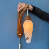 Teak wood wall lamp