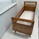 1960s oak and wicker baby bed