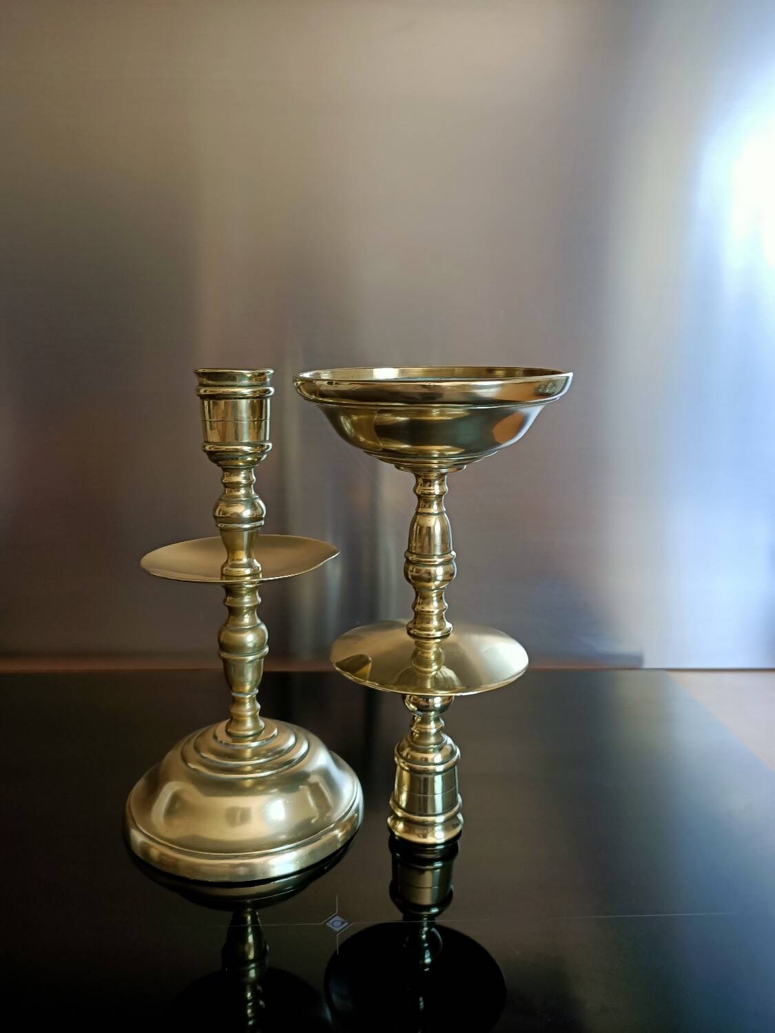 Golden bronze candlesticks