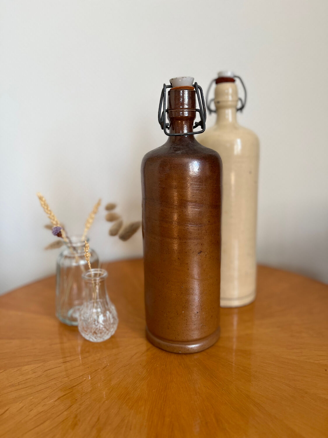 Vintage brown stoneware bottle