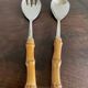 Serving cutlery with bamboo and stainless steel handles