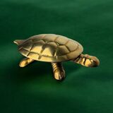 Regency turtle jewellery box in brass, Italy, 1970s