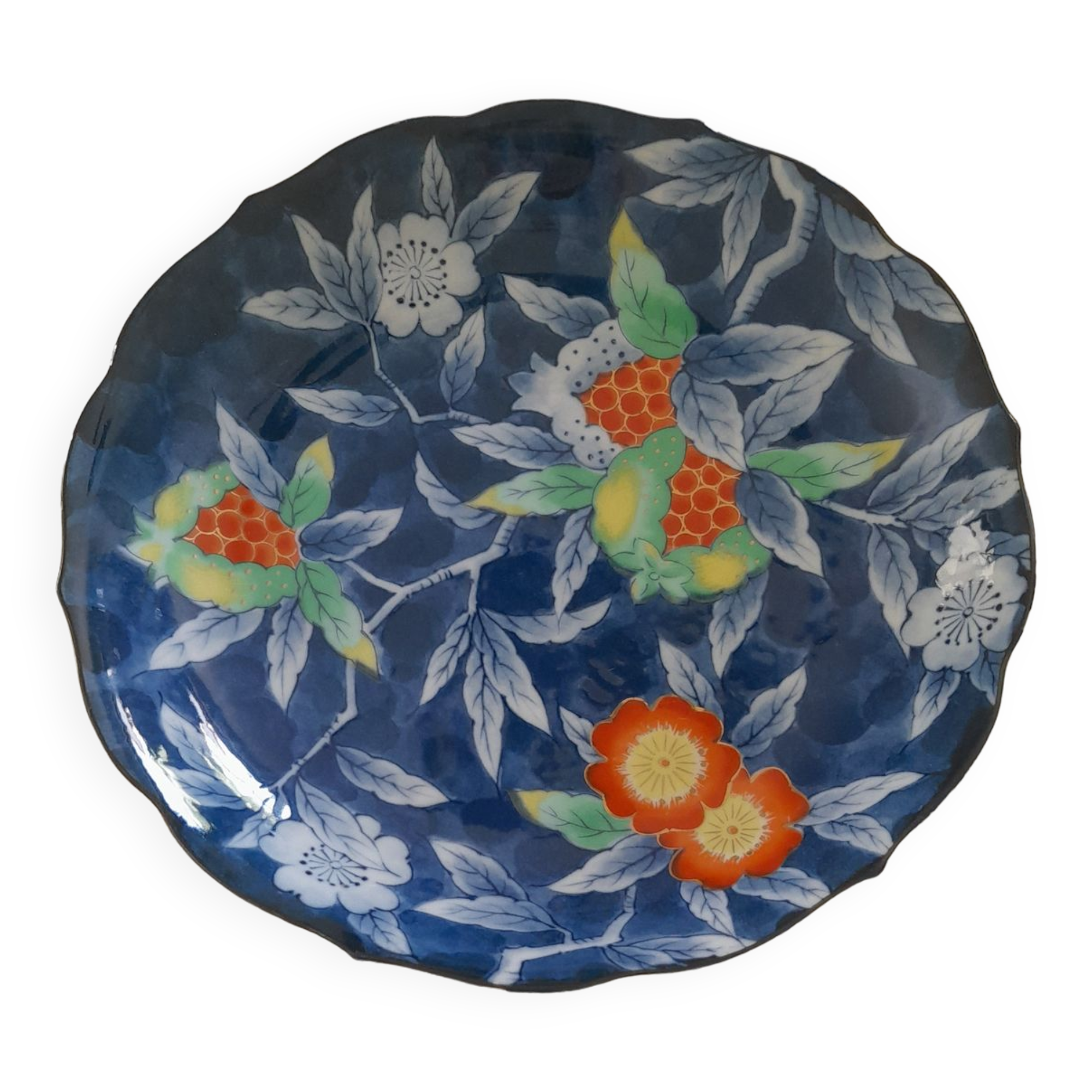 Ancient Chinese porcelain flower plate signed