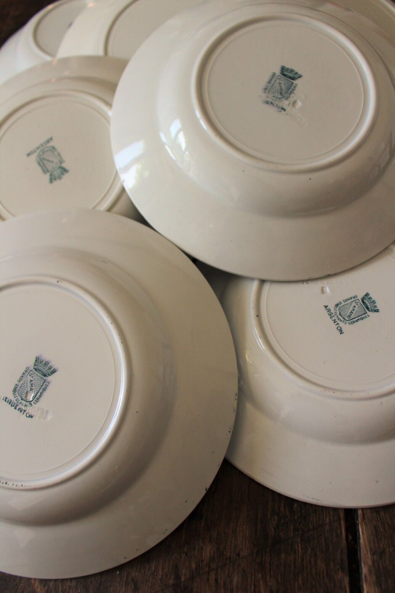 Lot 8 hollow plates Terre de Fert vert Fleurs Argenton Saint Amand