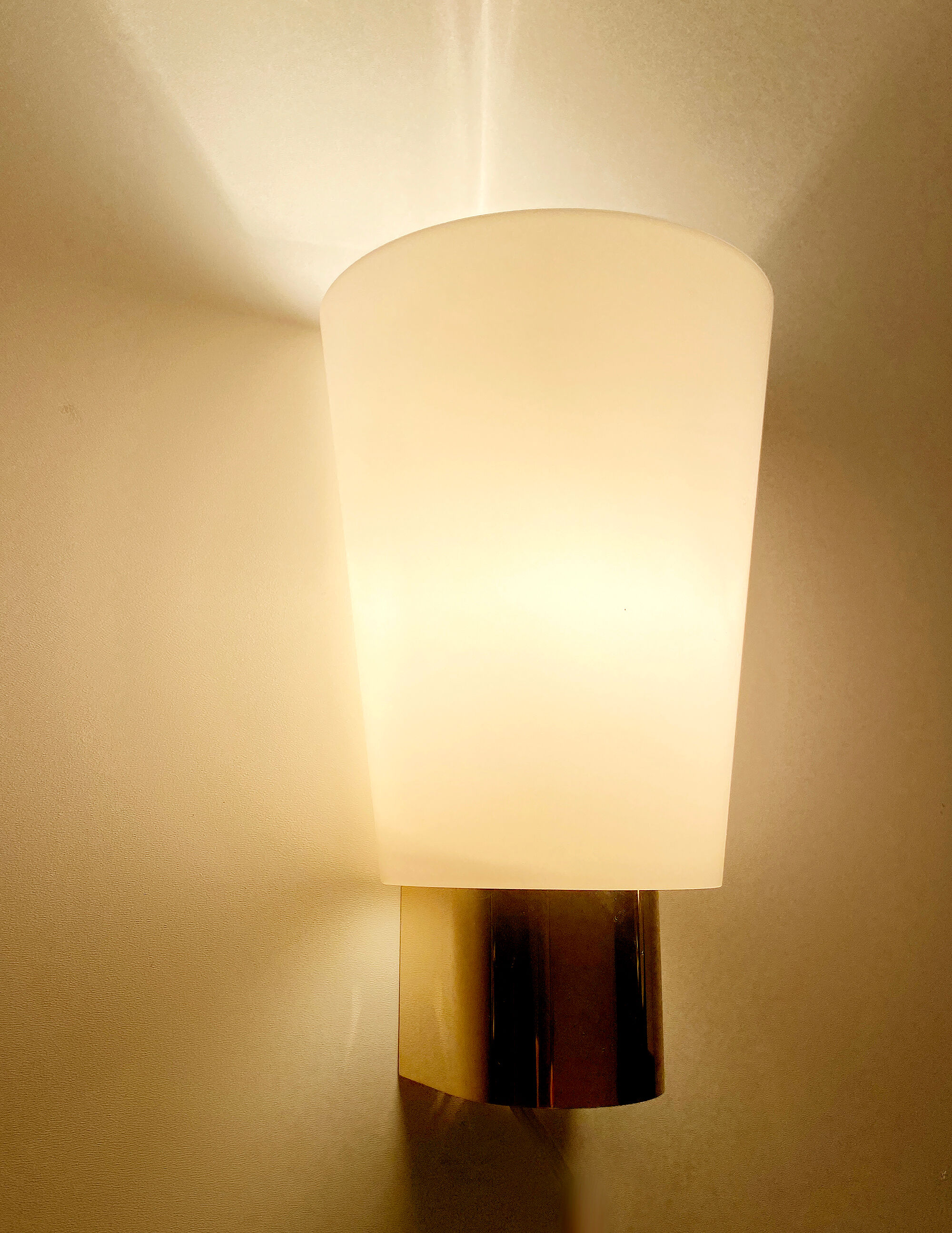 Pair Vintage Wall Lamp Limburg, Golden Brass Glass, 70s