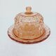 Cloche à dessert ou à fromage en verre rose
