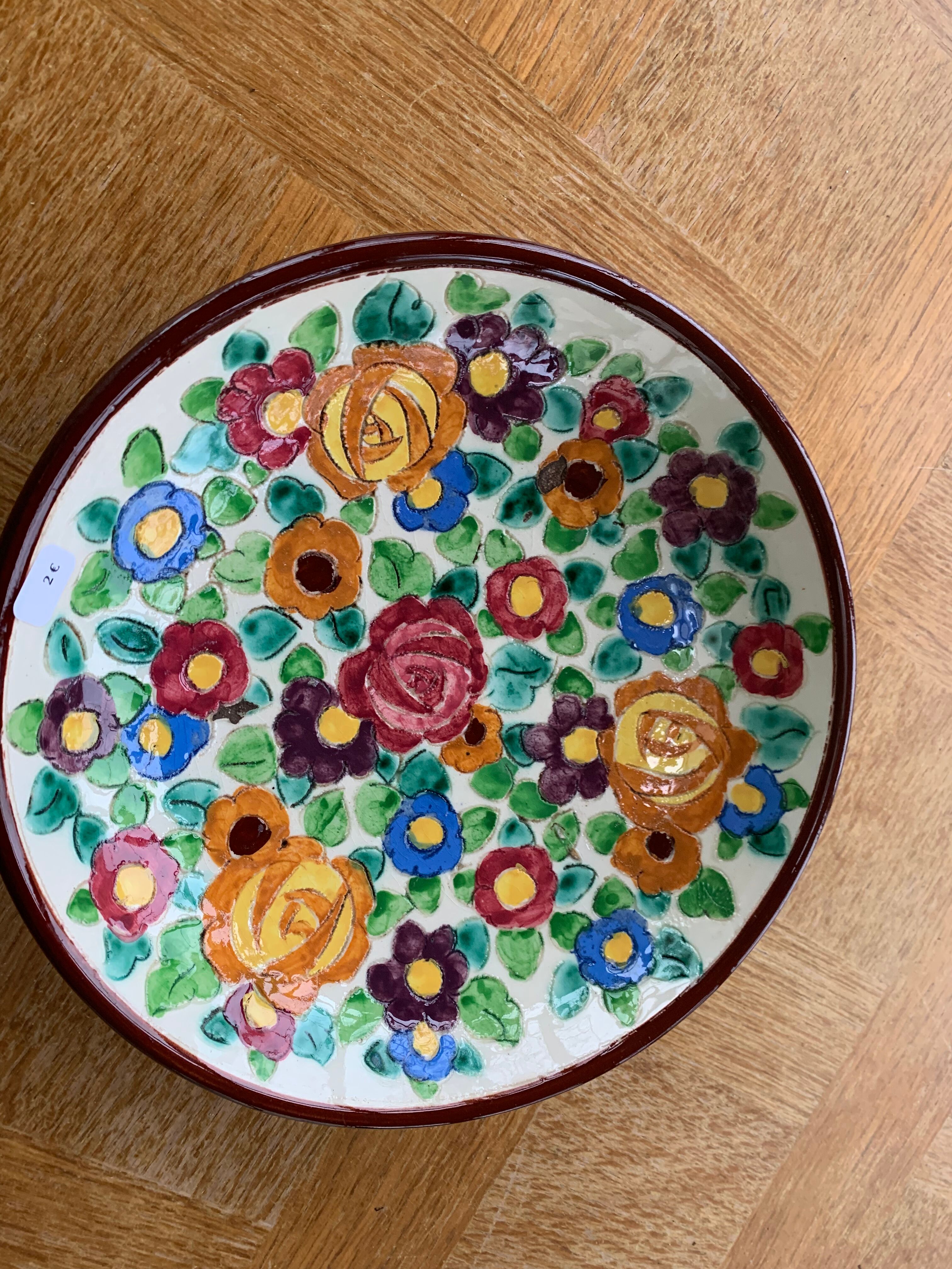 Enamelled ceramic cut floral pattern ceram Monaco vintage