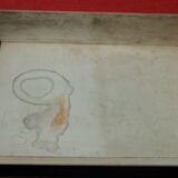 Red formica table and two chairs