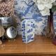 Rectangular Hue Blue Vase Vietnamese Landscape Decor 20th Century