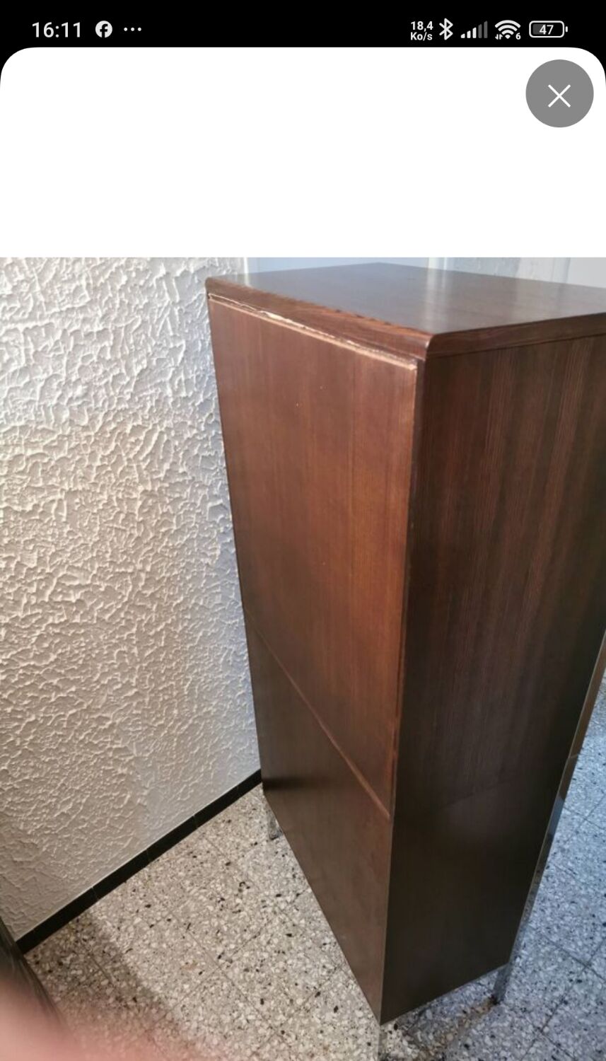 Rosewood and chrome display cabinet, 1970s-80s.