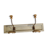 Coat rack wood 2 hooks patinated metal deco dp 1122429