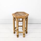 Table d'appoint vintage Tabouret de fleur Banc de fleur Mid Century Bambou Table de nuit Tabouret de