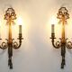 Pair of wall sconces in gilded bronze, Louis XVI style.