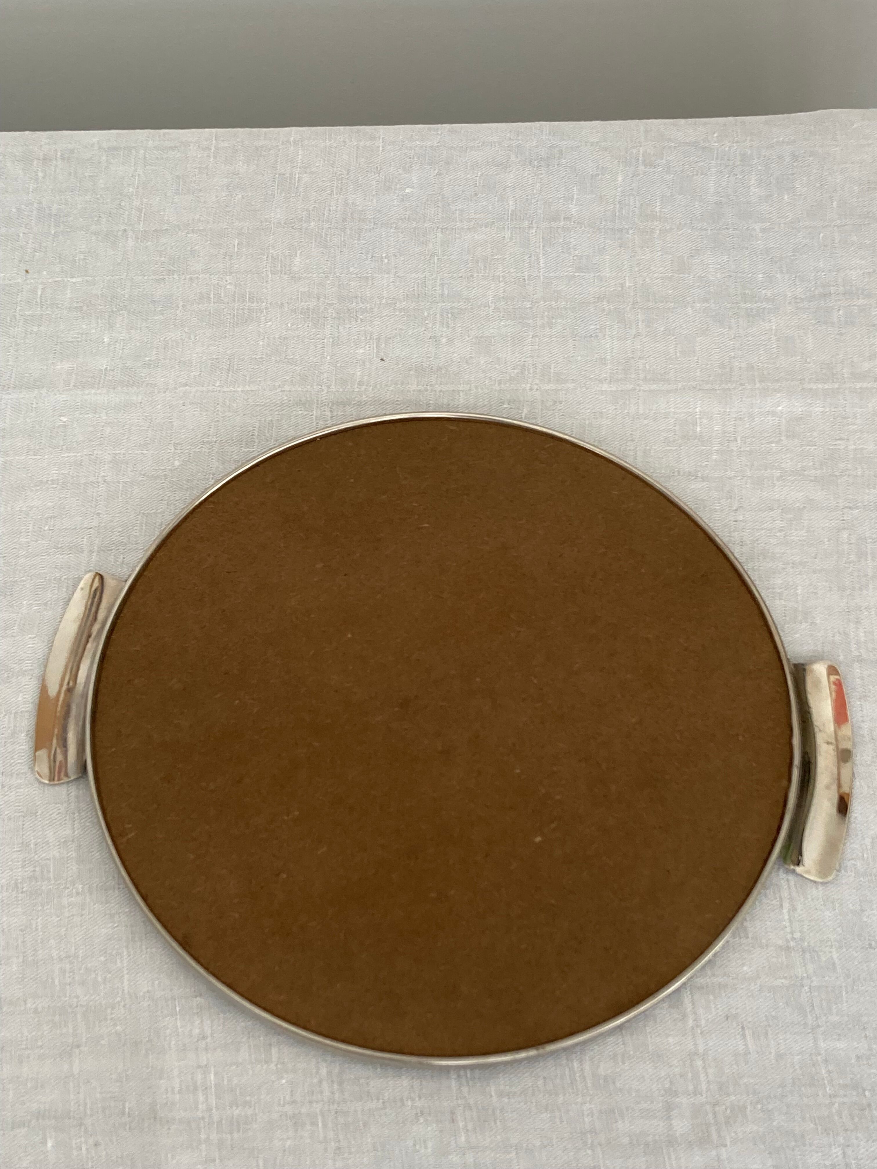 Art Deco top silver metal and mirror