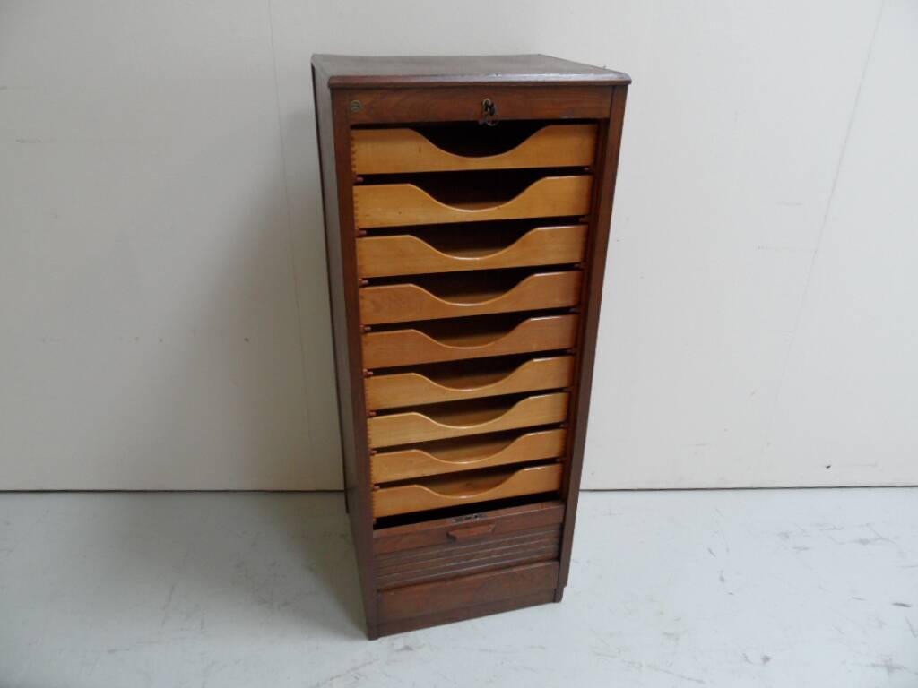 Vintage filing cabinet with roller shutter