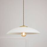 Mid-Century Italian Saucer Glass and Brass Pendant Lamp