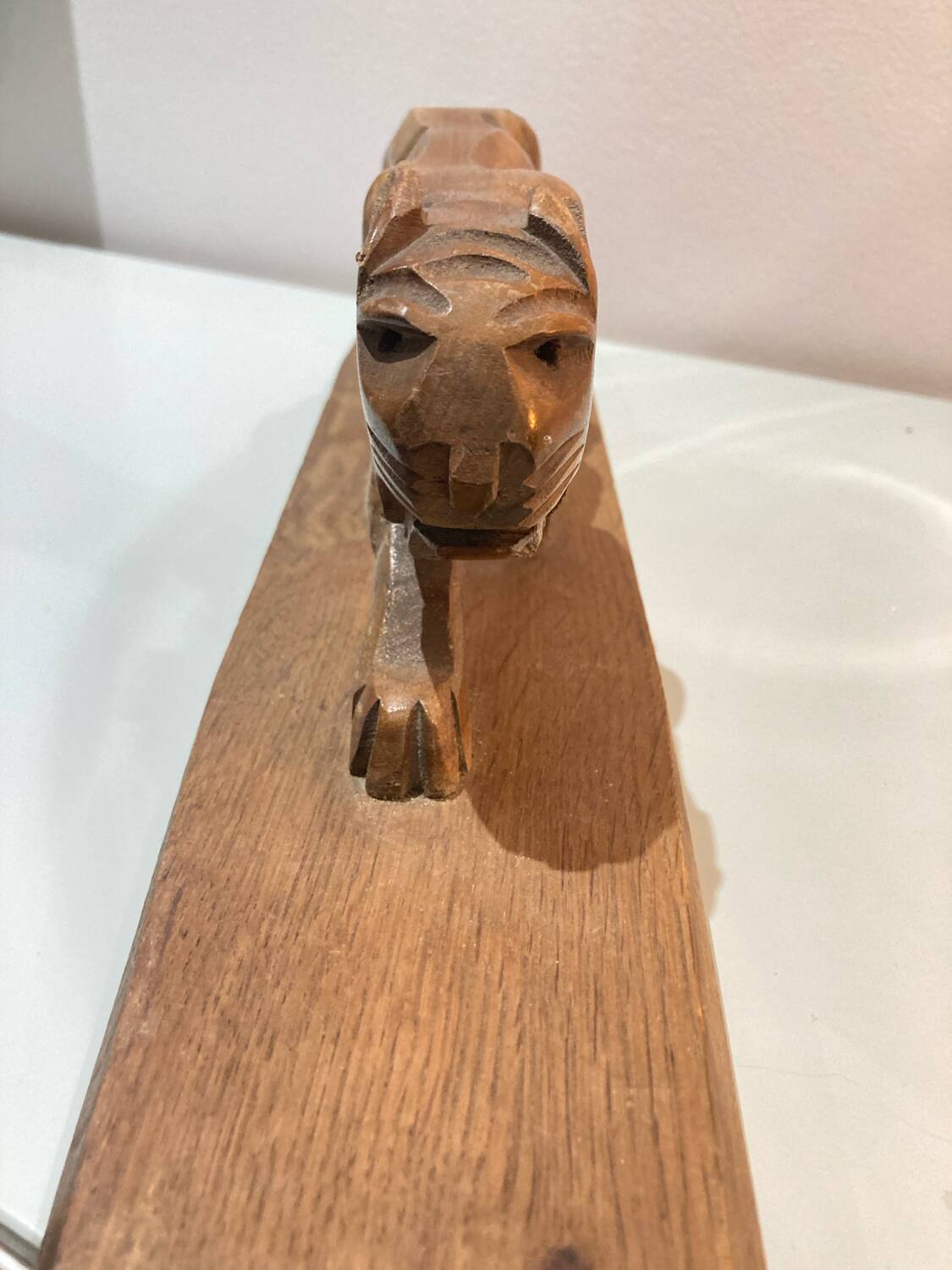 Wooden tiger sculpture