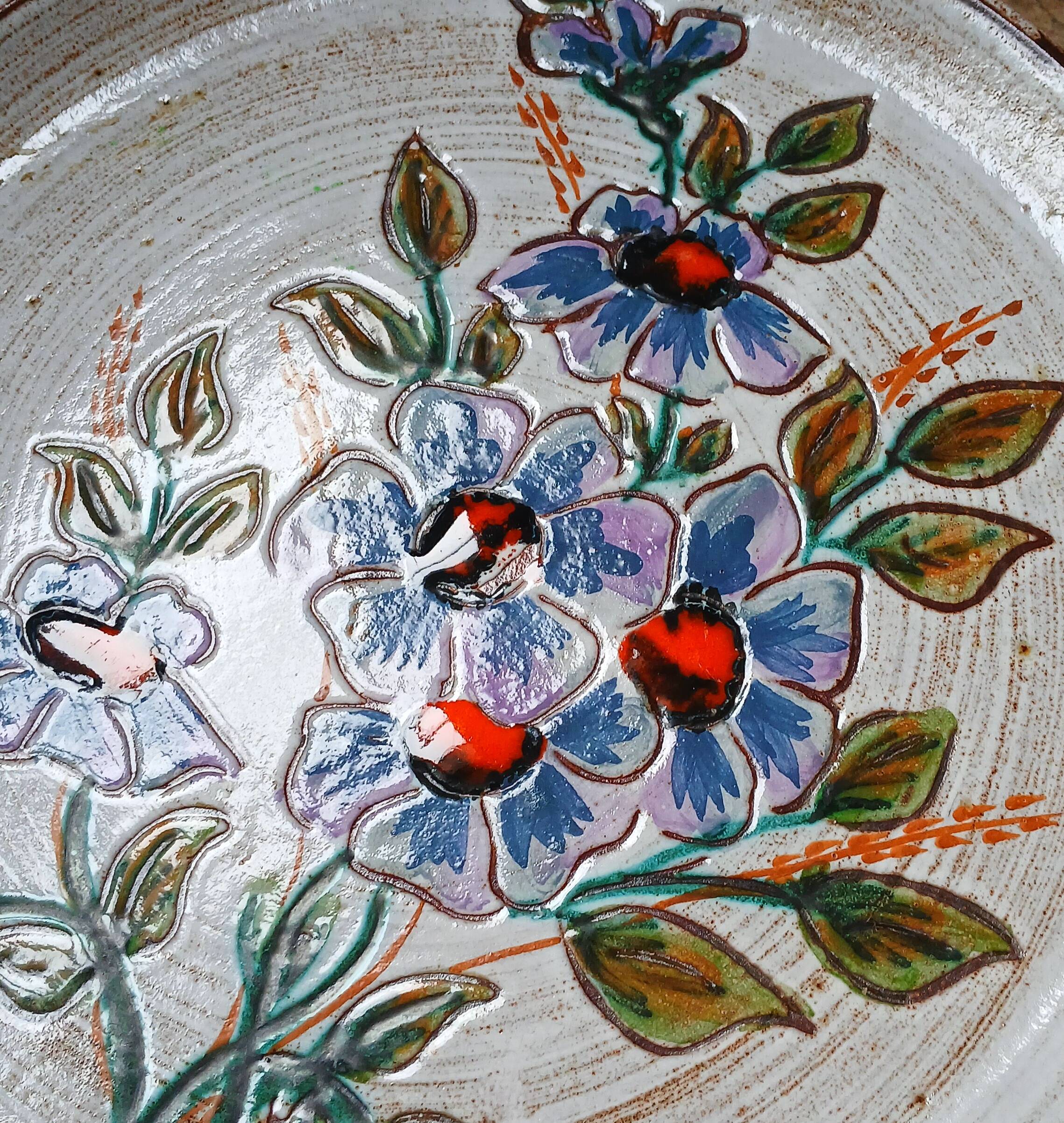 Vallauris 1970, hand-made terracotta plate