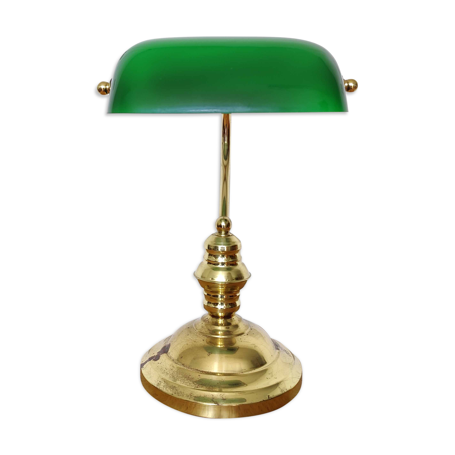 Green opaline banker lamp