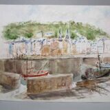 Watercolor jacques duléry-reyval - honfleur 1992