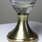 Vintage decorative jug in moulded glass and gilded brass, Italy circa 1980.