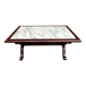 Table basse en marbre blanc et bois acajou