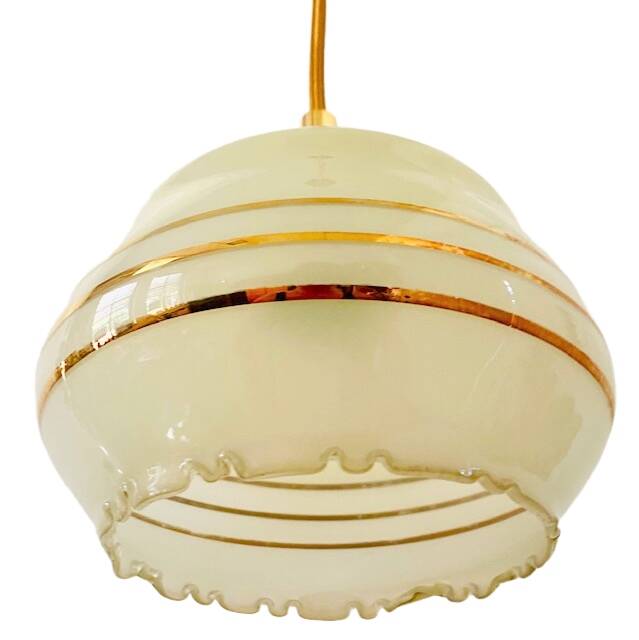 Vintage hanging lamp artdeco in yellow glass gold