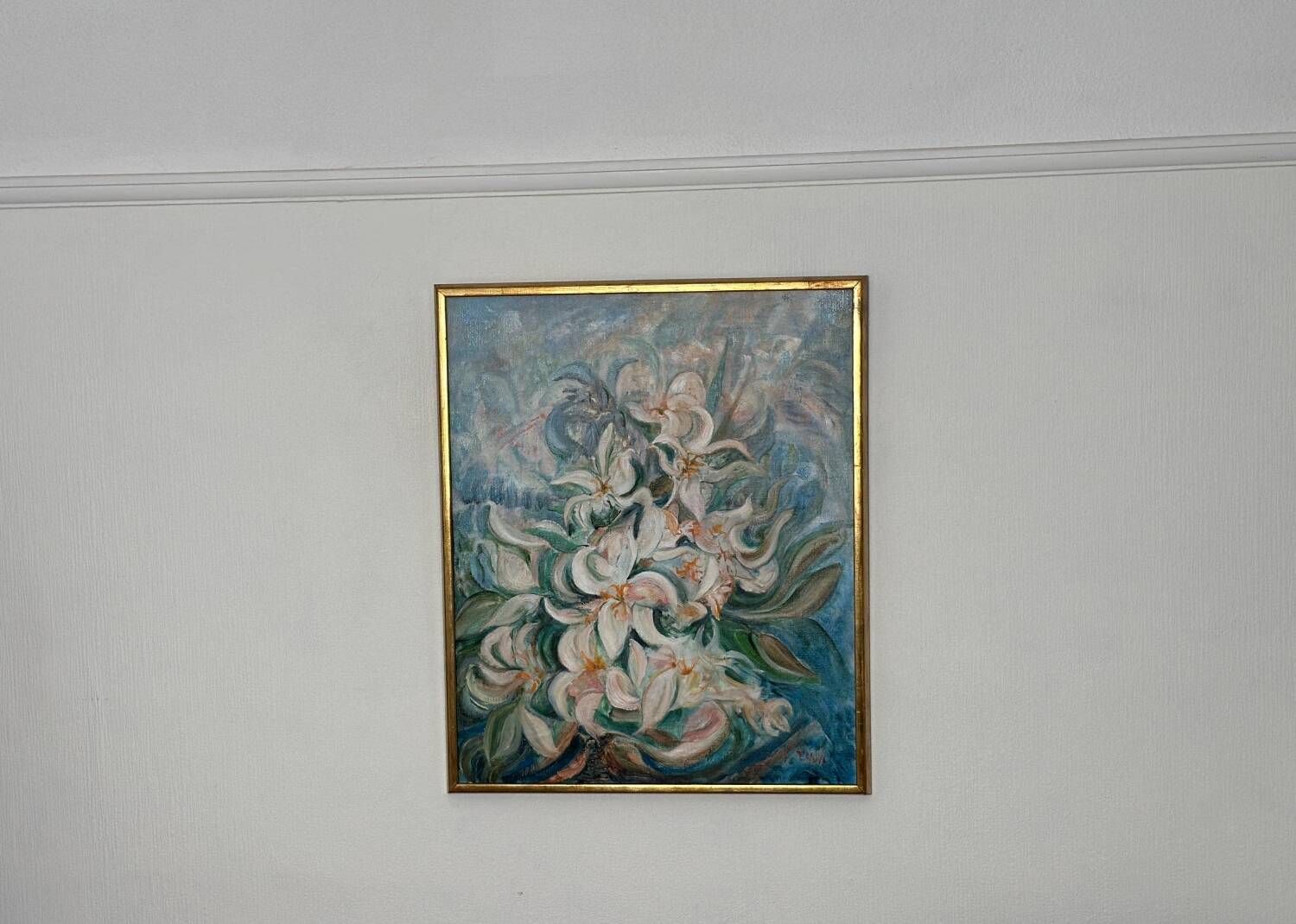 Mid Century Swedish Oil on Canvas – “White Lilies” by Torsten Hult